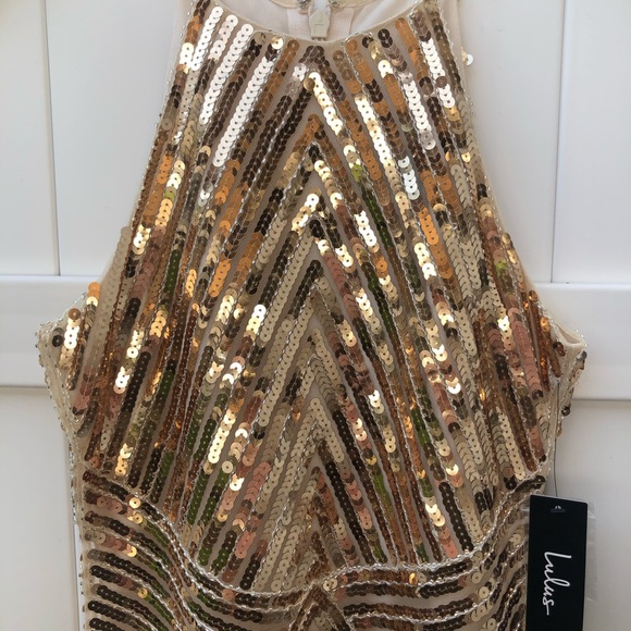 NWT Lulu’s Gold Sequin Bodycon Dress - Small - Picture 4 of 12